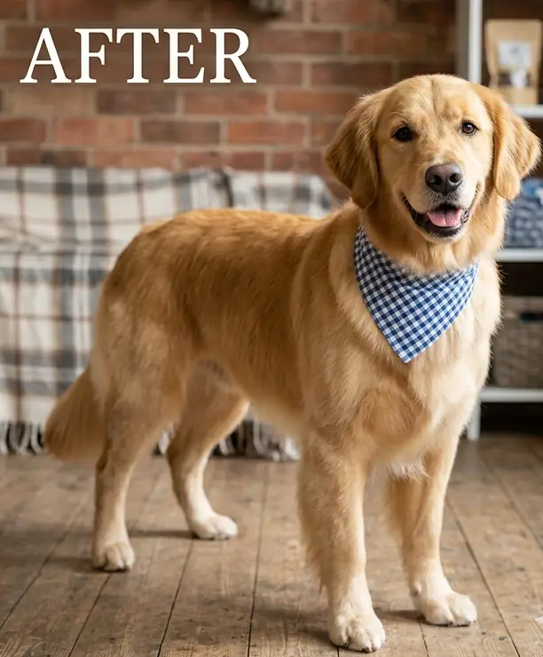 After grooming — Max — Golden Retriever