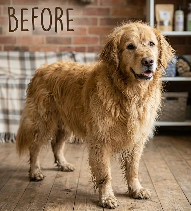 Before grooming — Max — Golden Retriever